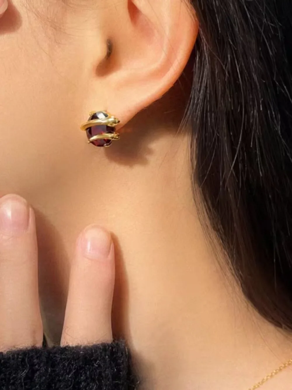 14K Gold Womens 2ct Red Ruby Gemstone Stud Earrings Ladies 14 K Silver Jewelry